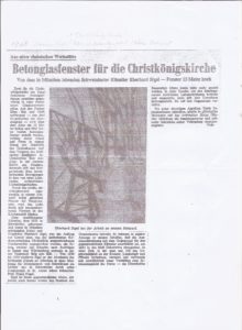 1965 Zeitungsartikel zum Fenster, Christkönigskirche, Schweinfurt